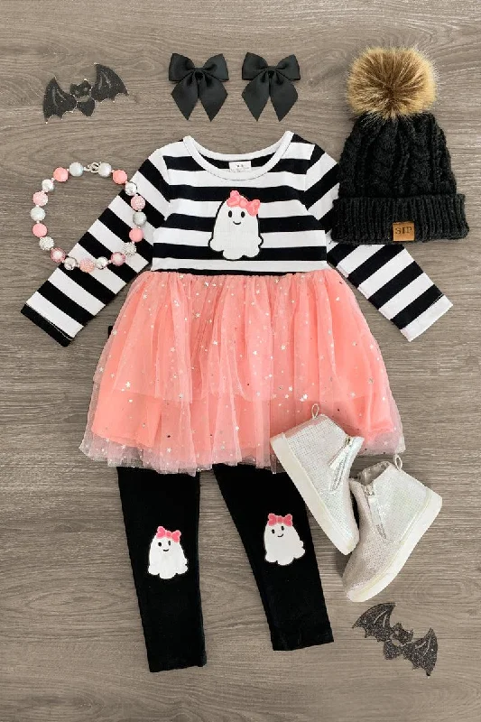 Pink Striped Ghost Tutu Legging Set