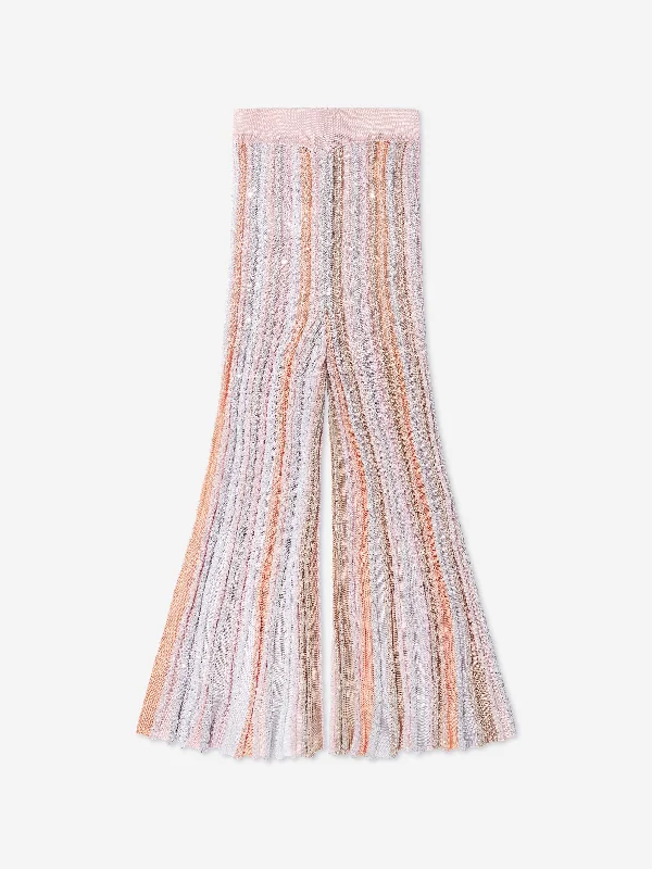 Missoni Girls Pleated Knit Trousers in Multicolour