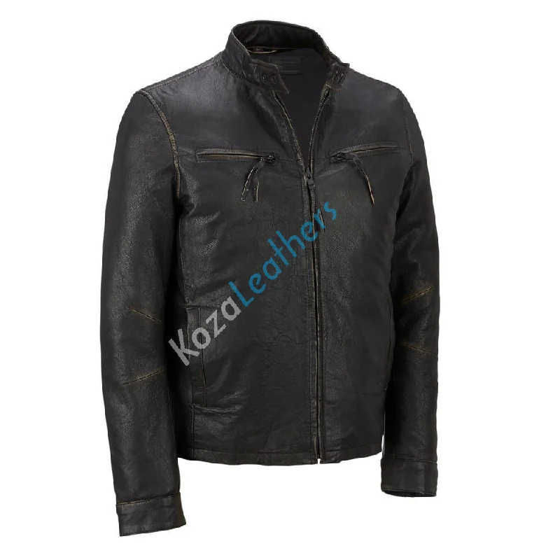 Leathers Men's Genuine Lambskin Bomber Leather Jacket NJ034