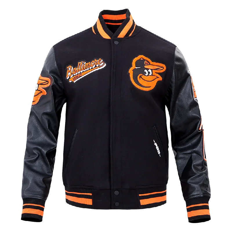 MLB BALTIMORE ORIOLES SCRIPT TAIL MEN'S RIB WOOL VARSITY (BLACK/ORANGE)