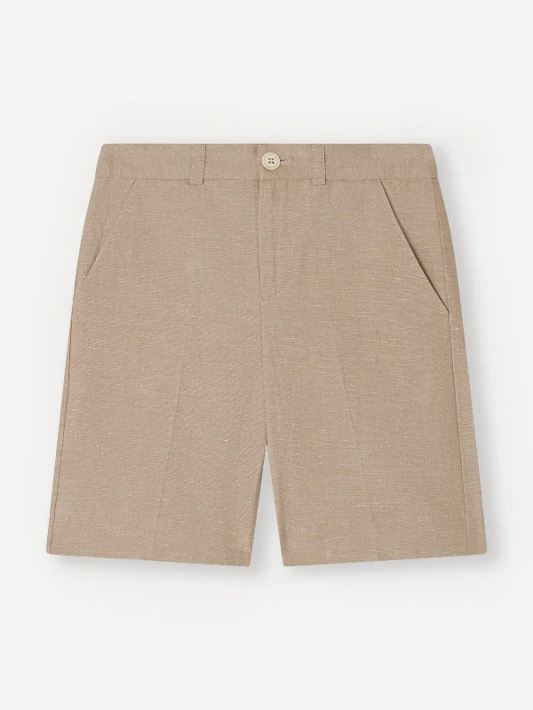 Bonpoint Boys Linen Calvin Shorts in Brown