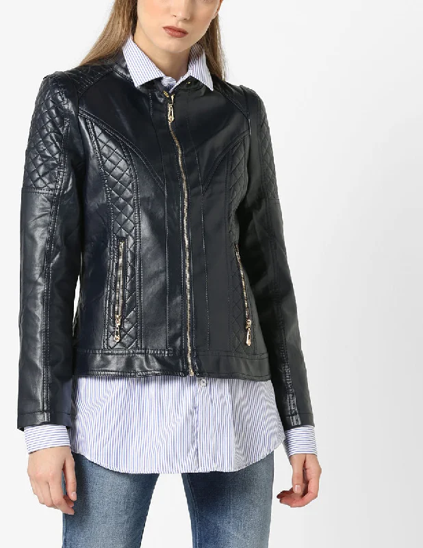 Women Real Lambskin Leather Biker Jacket KW565