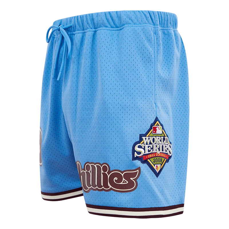 MLB PHILADELPHIA PHILLIES RETRO LOGO MEN'S MESH SHORT (UNIVERSITY BLUE/ WINE)