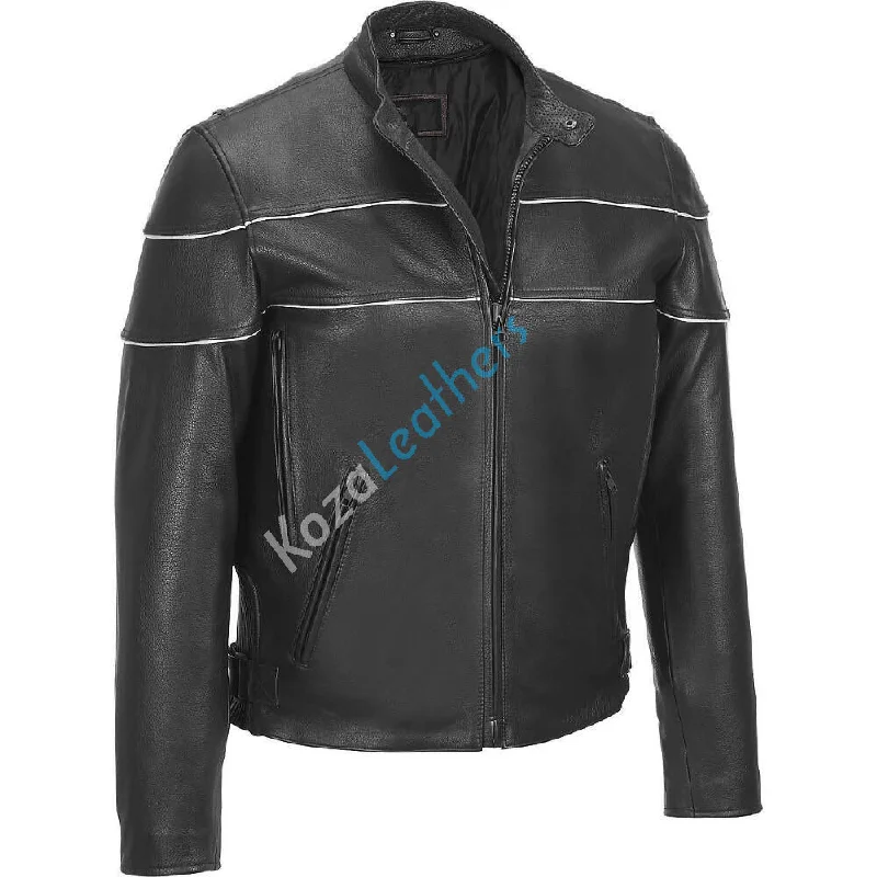 Koza Leathers Men's Genuine Lambskin Bomber Leather Jacket NJ030