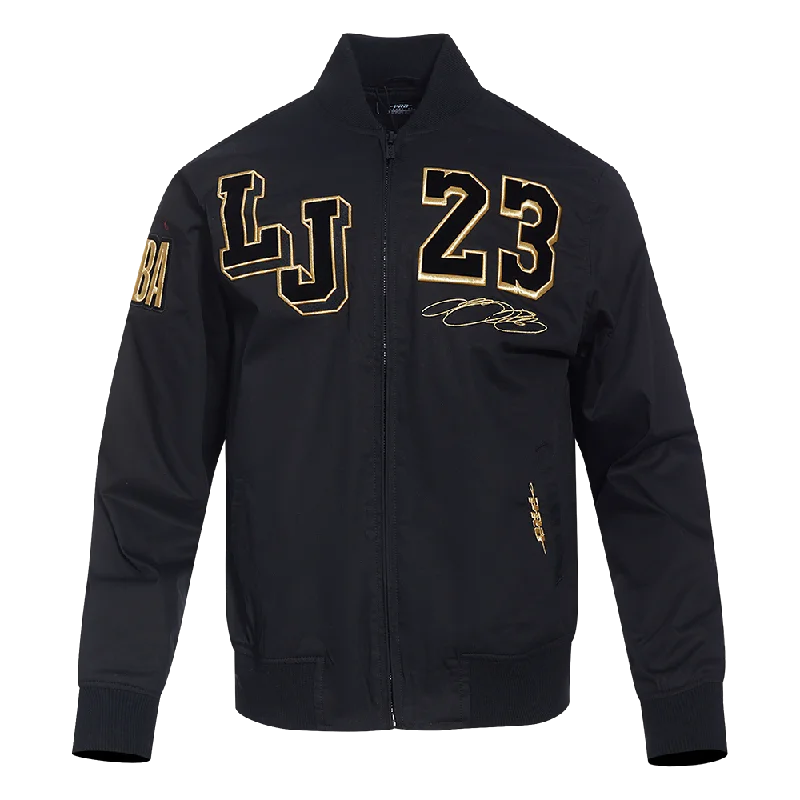 NBA LOS ANGELES LAKERS LEBRON JAMES #23 ACCOLADES MEN'S TWILL  JACKET (BLACK)