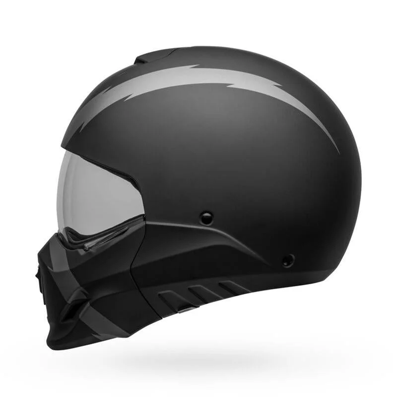 Close Out Bell Broozer ‘Full Face. Open Face. In Your Face’ 2 in 1 Motorcycle Arc Matte Black with Gray Helmet Size Small