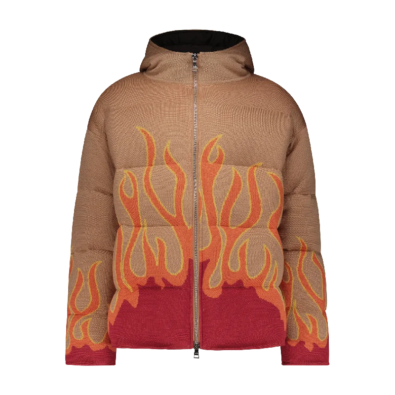 UP IN FLAMES SWEATER PUFFER