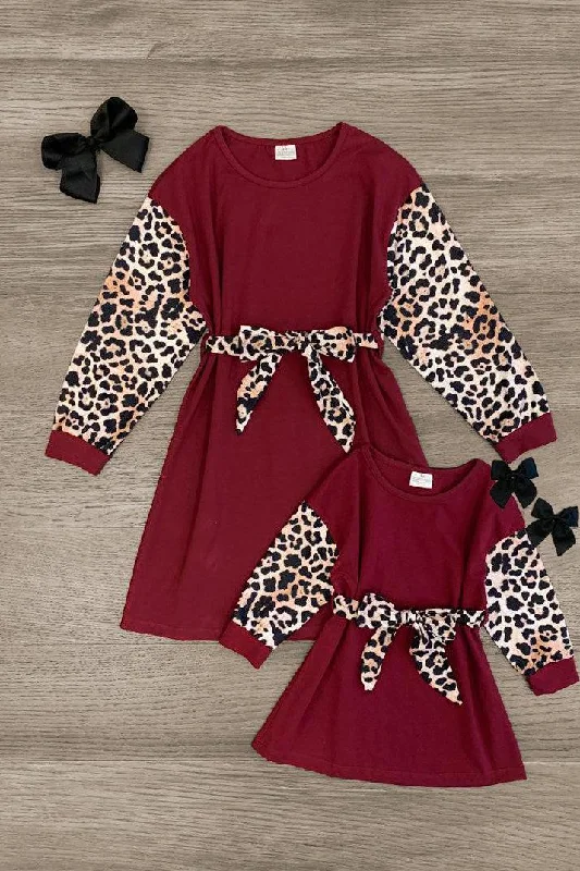 Mom & Me - Burgundy Leopard Dress