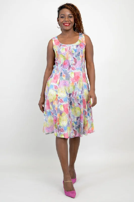 Sara Dress, Rosebud, Linen Bamboo