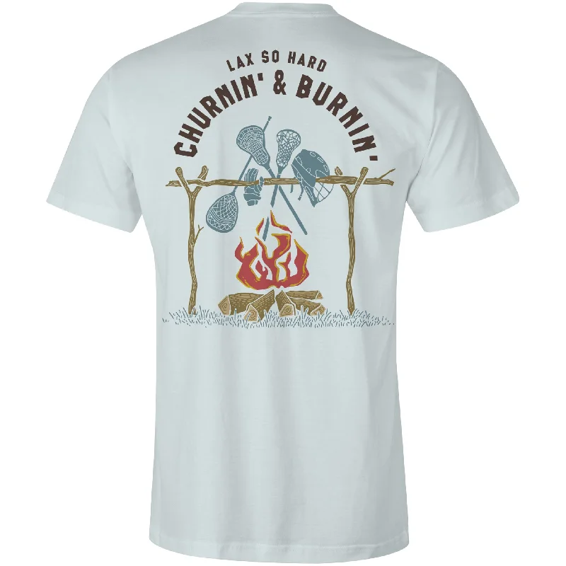 Mens Churnin & Burnin Lacrosse T-Shirt - Ice Blue