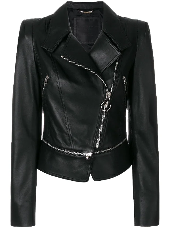 Women Real Lambskin Leather Biker Jacket KW534