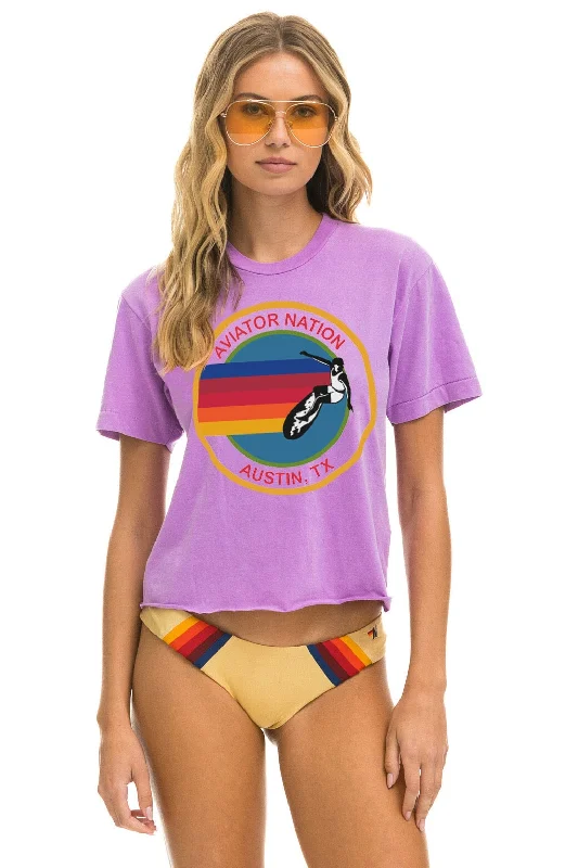 AVIATOR NATION AUSTIN BOYFRIEND TEE - NEON PURPLE