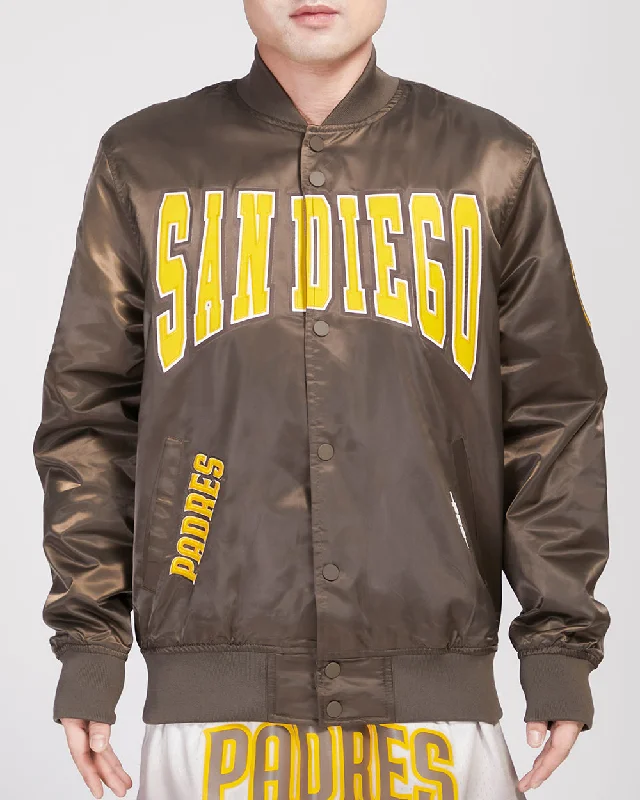 MLB SAN DIEGO CREST EMBLEM SATIN JACKET (BROWN)