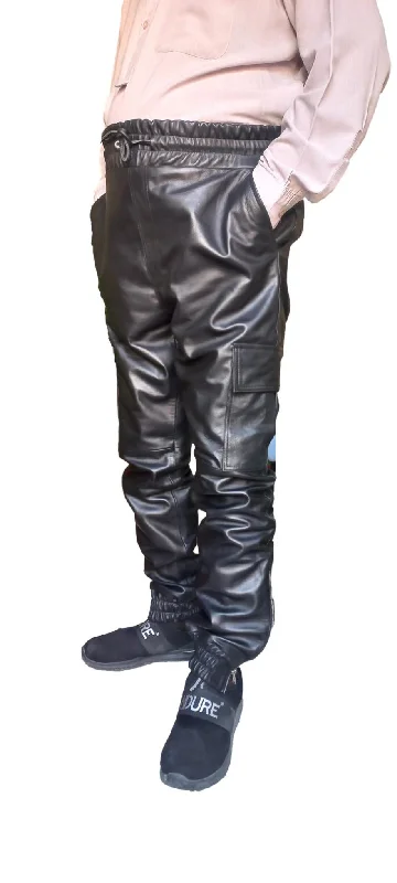 Black Leather Cargo Pants