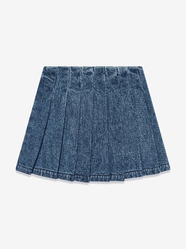 Self Portrait Girls Denim Mini Skirt in Blue