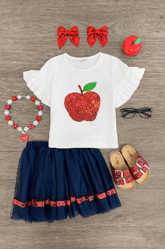 Sequin Apple Tutu Skirt Set