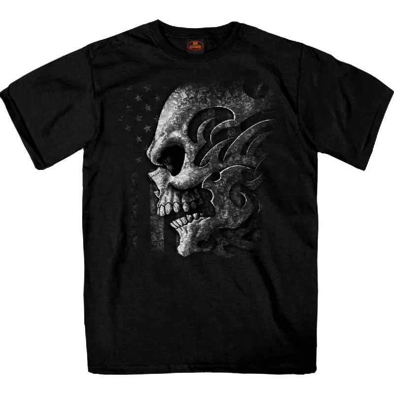 Hot Leathers GMS1547 Men's Black SS Tribal Skull Printed T-Shirt