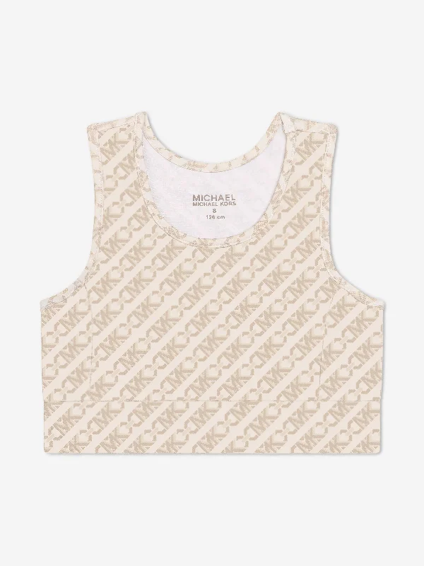 Michael Kors Girls Logo Crop Top in Ivory