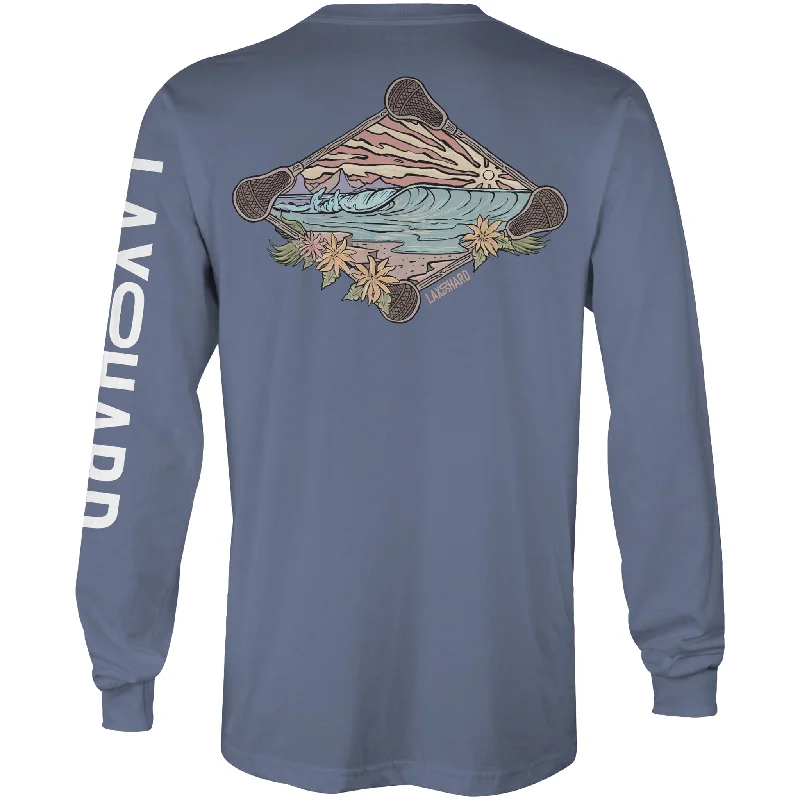 Mens Beach Lacrosse Long Sleeve T-Shirt - Blue