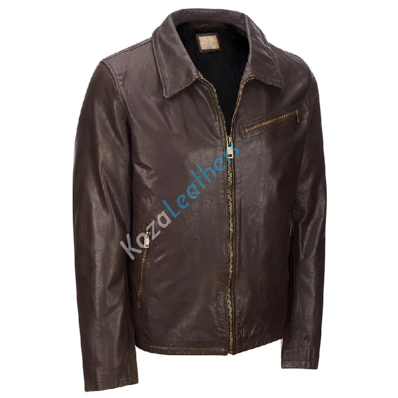 Koza Leathers Men's Genuine Lambskin Bomber Leather Jacket NJ017