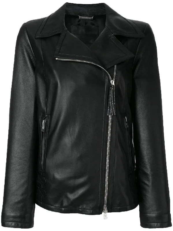 Women Real Lambskin Leather Biker Jacket KW528