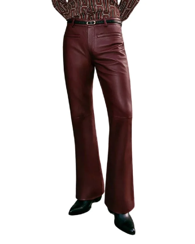 Mens Maroon Leather Pants