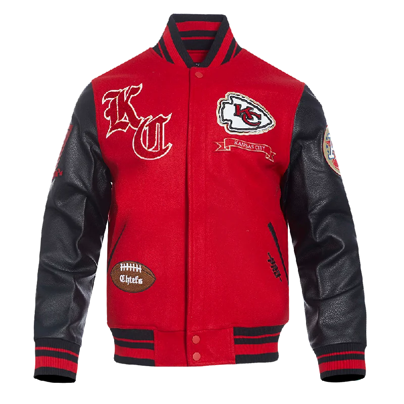 NFL KANSAS CITY CHIEFS PRO PREP MEN'S WOOL VARSITY JACKET (RED/BLACK)