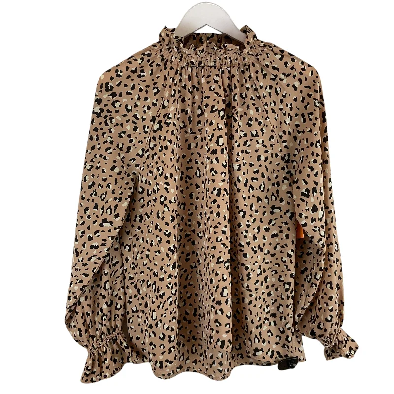 Top Long Sleeve By Karlie In Animal Print, Size: S