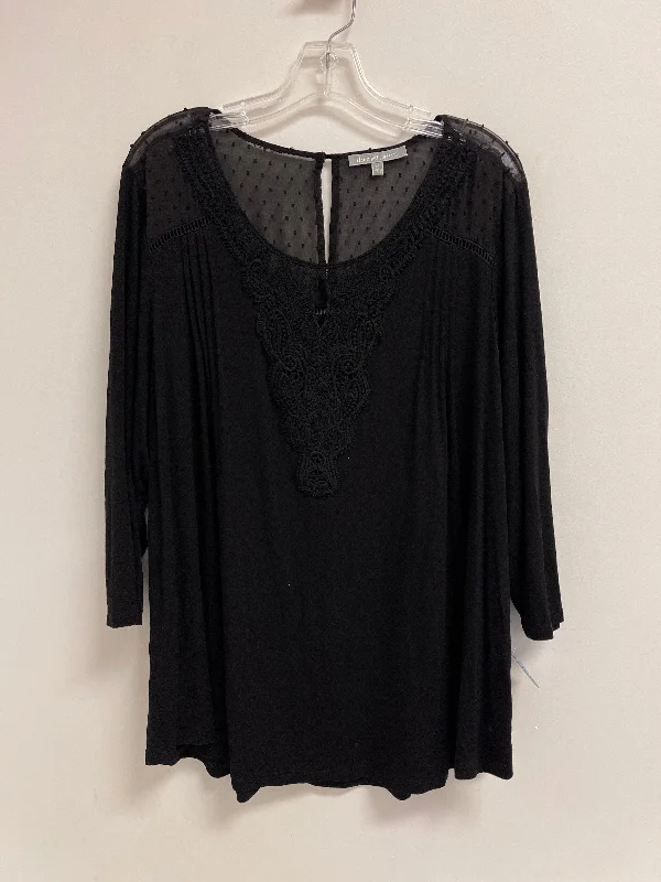 Top Long Sleeve By Daniel Rainn In Black, Size: 2x