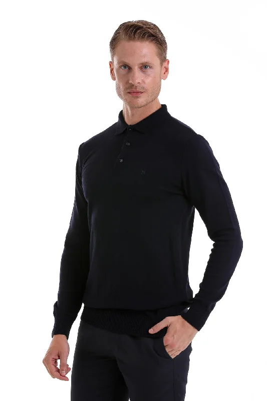 Regular Fit Navy Polo Sweater