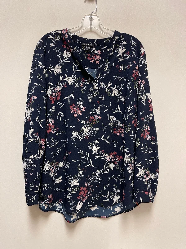 Top Long Sleeve By Hilary Radley In Navy, Size: Xl