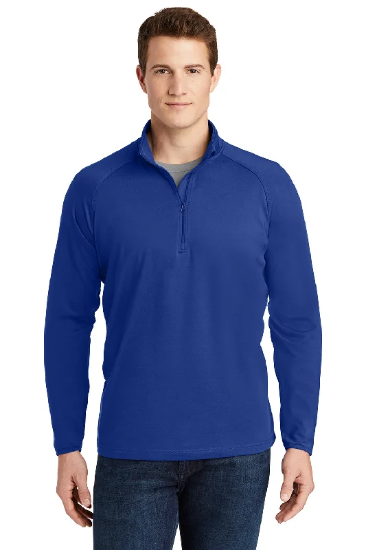 Sport-Tek Mens Sport-Wick Moisture Wicking 1/4 Zip Sweatshirt - True Royal Blue