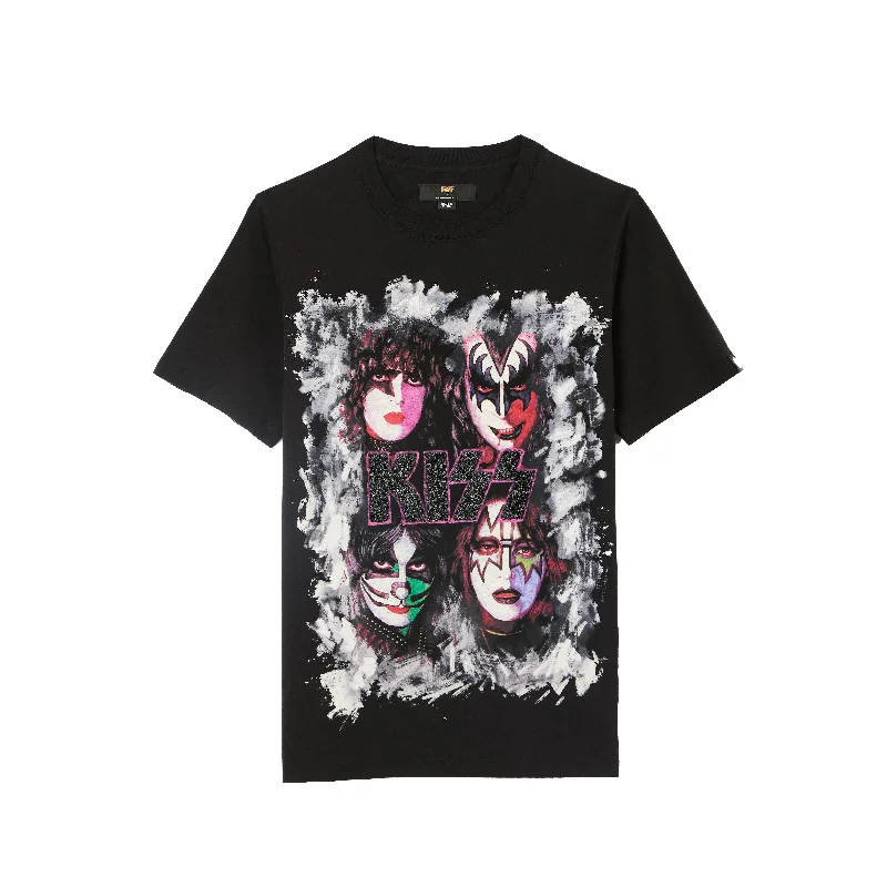 Cult's Short Sleeve Crew Neck Tee "Kiss Painted" in Black