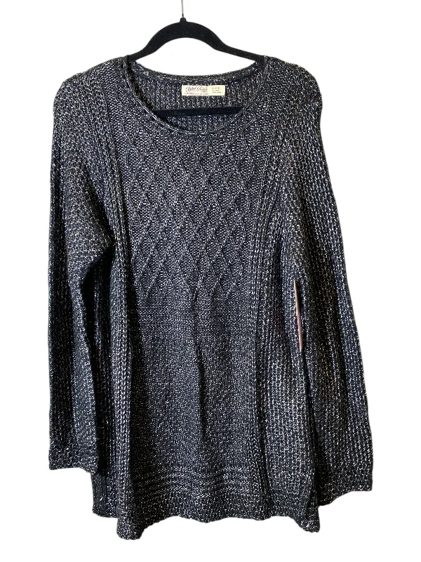 Top Long Sleeve By Faded Glory In Black & Silver, Size: L