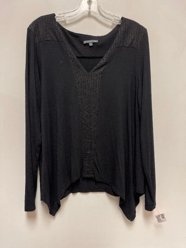 Top Long Sleeve By Adrianna Papell In Black, Size: L