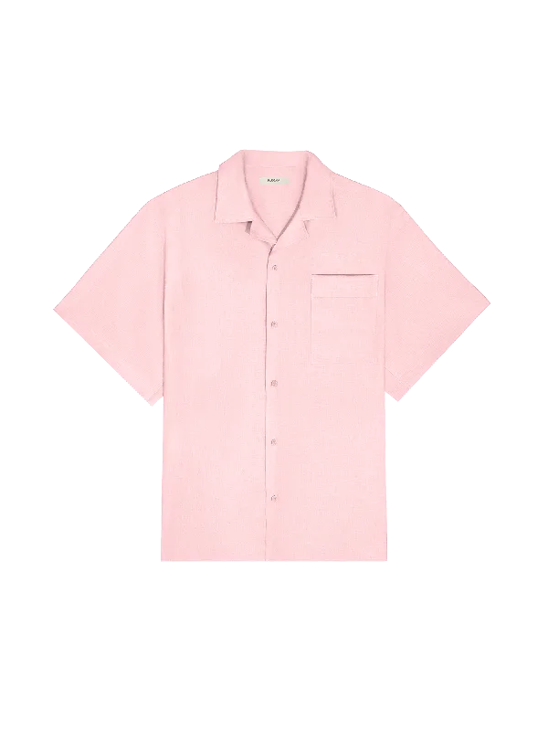 Mens DNA Aloe Linen Camp Collar Shirt—magnolia pink