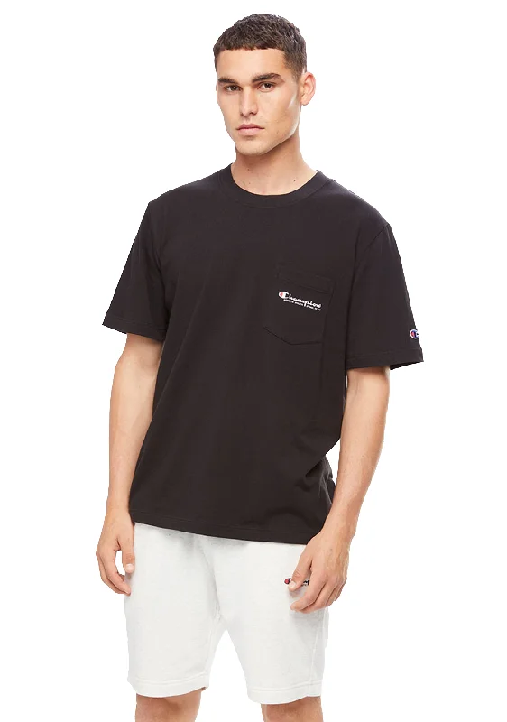 Champion Mens SPS Jersey Pocket Script Tee <br> AW43N BLK/WIT