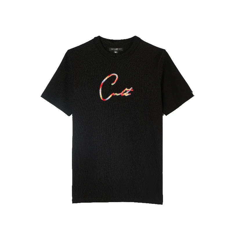 Cult's Short Sleeve Crew Neck Tee "Script Logo" in Black