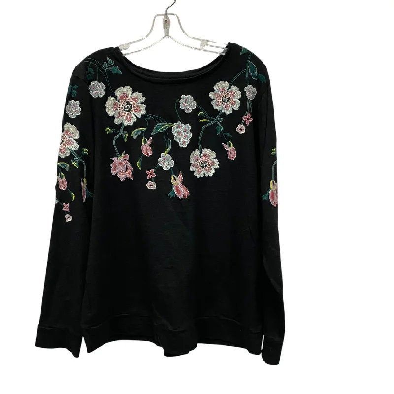 TOP LS by LOFT In BLACK, Size: 1X