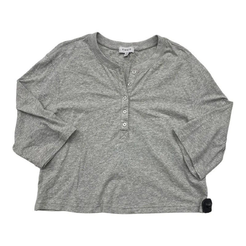 Top 3/4 Sleeve By Evereve In Grey, Size: S