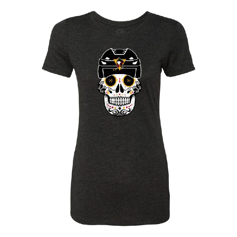 WBS Penguins Women's Sugar Skull Tri-Blend Tee