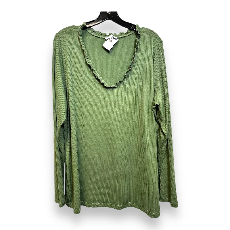 Top Long Sleeve Basic By White Birch In Green, Size: 2x