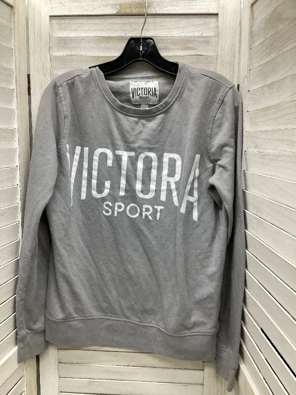 Athletic Top Long Sleeve Collar By Victorias Secret In Grey, Size: S