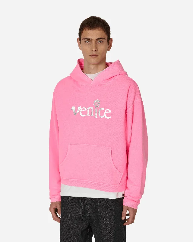 Silver Printed Venice Hooded Sweatshirt Pink