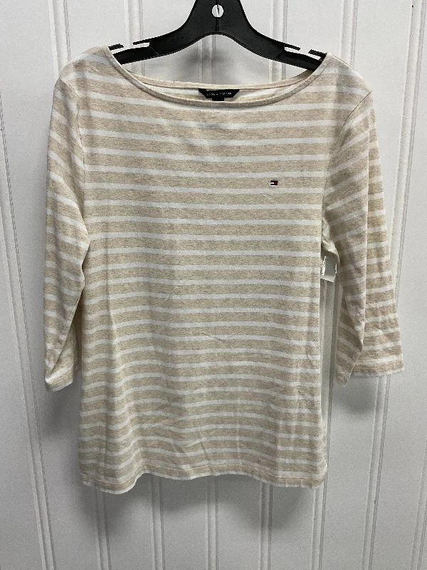 Top 3/4 Sleeve Basic By Tommy Hilfiger In Striped Pattern, Size: L