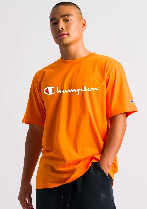 Champion Men's Script Short Sleeve Tee Yellow