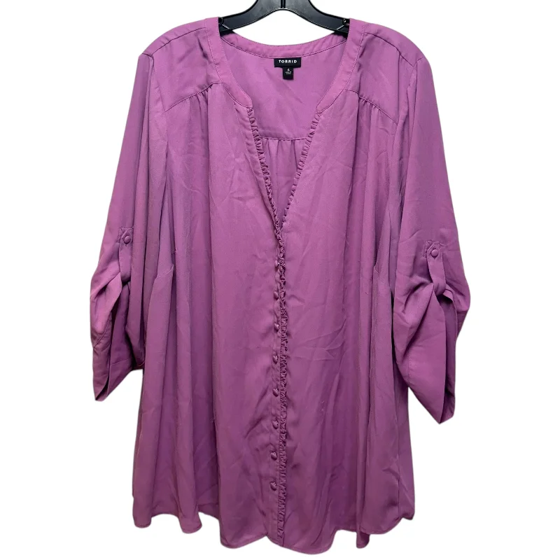 Tunic Blouse 3/4 Sleeve By Torrid In Purple, Size: 4x