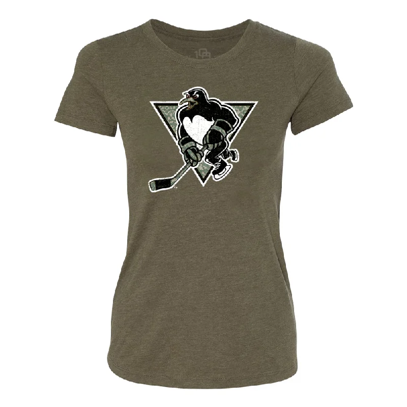 WBS Penguins Women's Camo Primary Logo Tri-Blend Tee