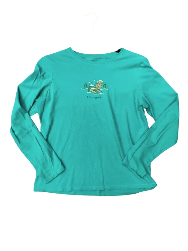 Top Long Sleeve By Life Is Good In Teal, Size: S