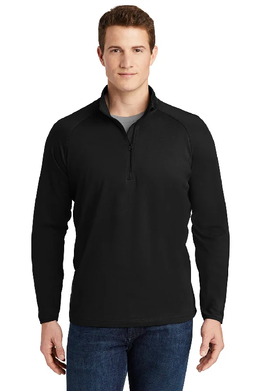 Sport-Tek Mens Sport-Wick Moisture Wicking 1/4 Zip Sweatshirt - Black